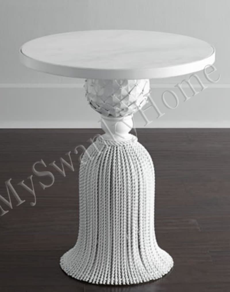 Wrought Iron and Granite WHITE Tassel Table - Neema