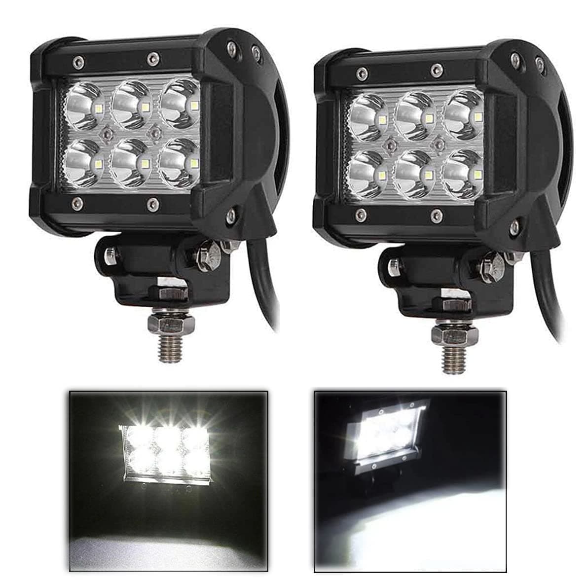 Auto Windy AWF80 Waterproof 6 LED Bar Light for Off/On Road Driving Work Lamp with Cars and Motorcycle/Bike (18W, White Light, Pack of 2 Pcs