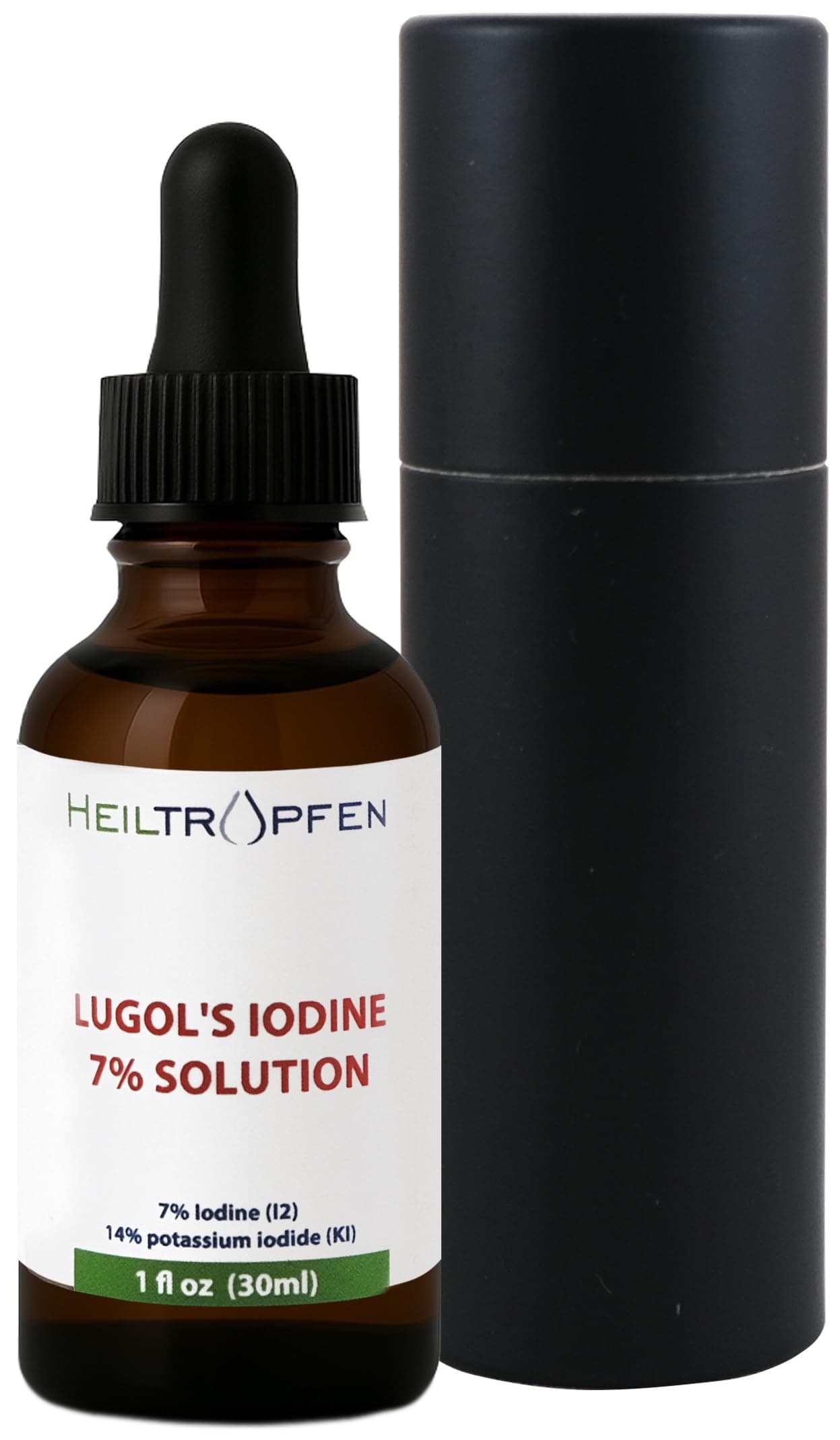 7% Lugols Iodine Solution 1 Oz - 30 ml | 21% Lugol's Liquid Formulation | Made with 7 Percent Iodine and 14% Potassium Iodide | Third-Party Tested | Heiltropfen®