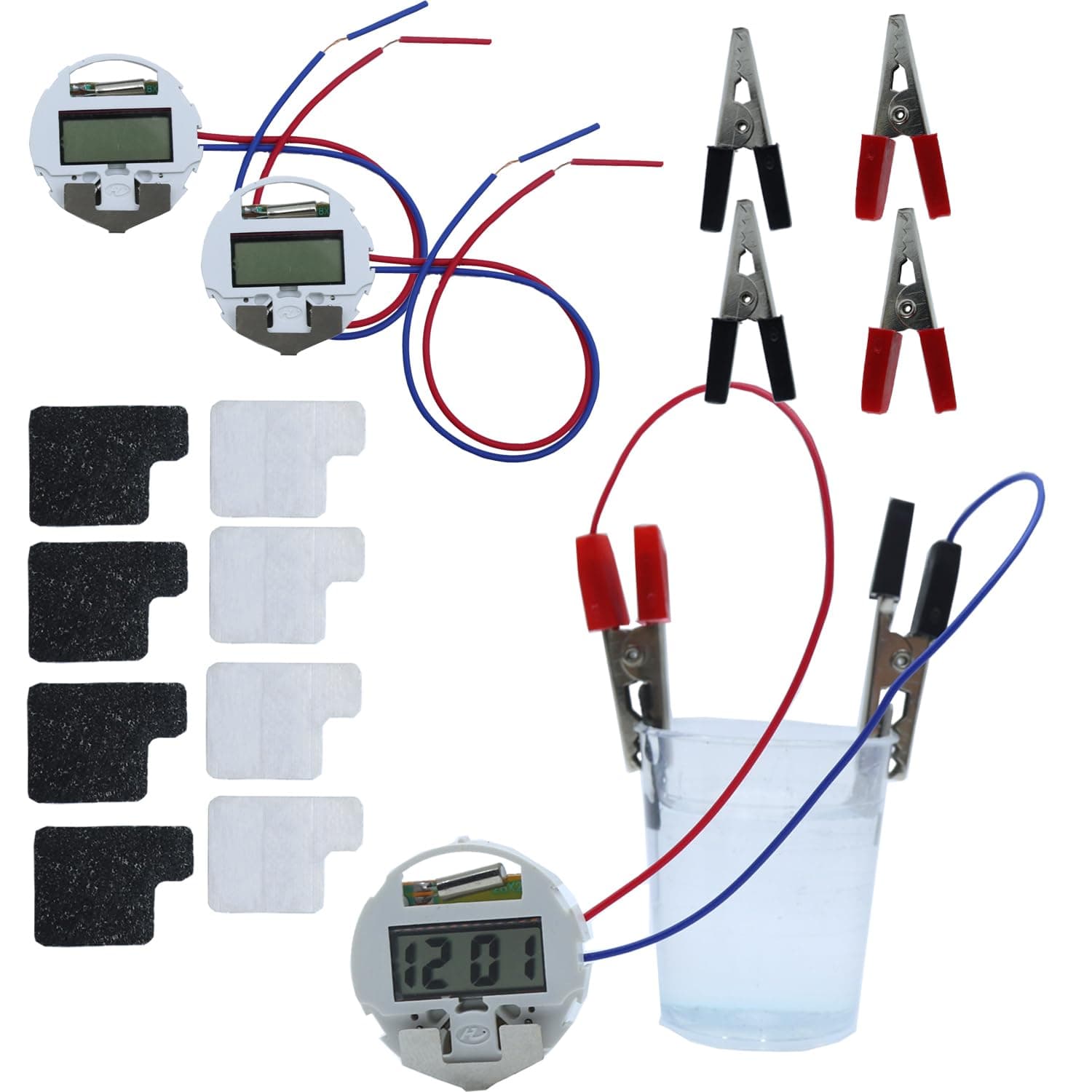 Delinx 2 Set Liquid Battery Science Experiment Kit Salt Water Seawater Battery with Electronic Clock for DIY Home Teaching School Science Project STEM Education Subject