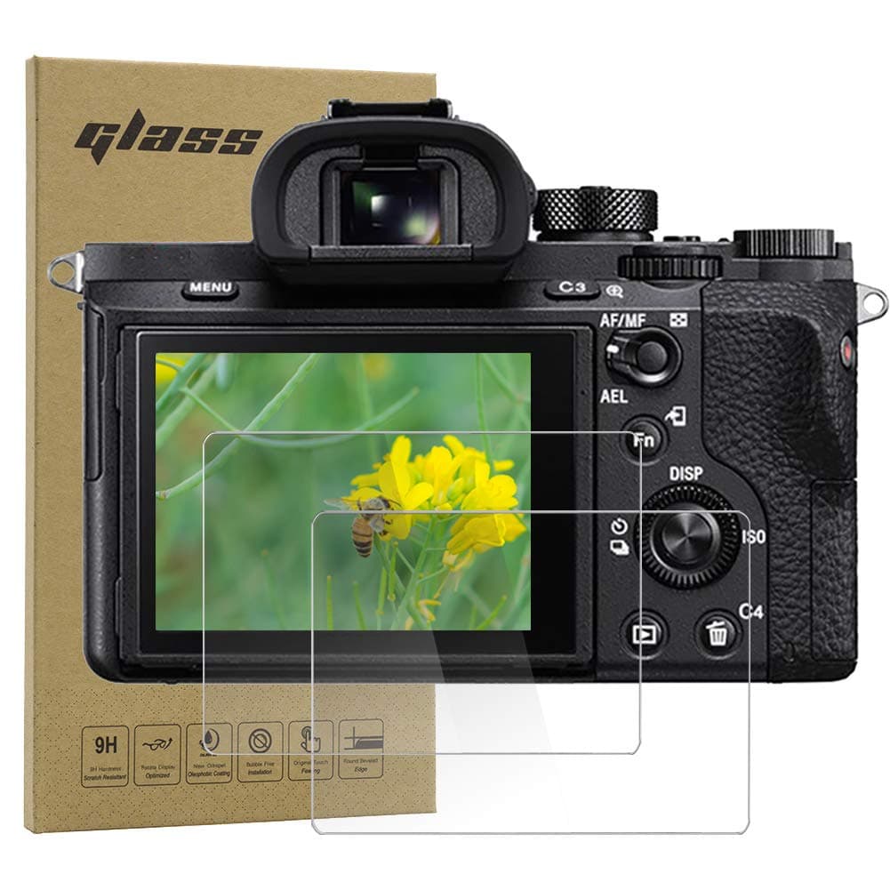 Screen Protector for Sony Alpha A1 A9 A9II A7C A7RIII A7RIV A7III A7SIII A7RII A7SII A7II, Tempered Glass for A73 A7R4 A7R3 RX1RII RX1R RX100M7/5/4 RX10M4/3/2 (Not Compatible A7IV) -2 Pack