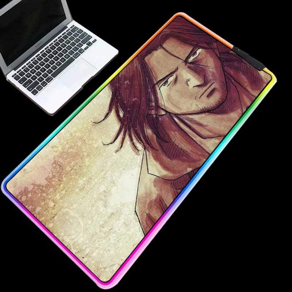 Mouse Pads Anime Samurai RGB Mouse Pad Waterproof Surface Durable Stitch Edges Pad LED Extended Mouse Mat for Computer (600×300×3mm)