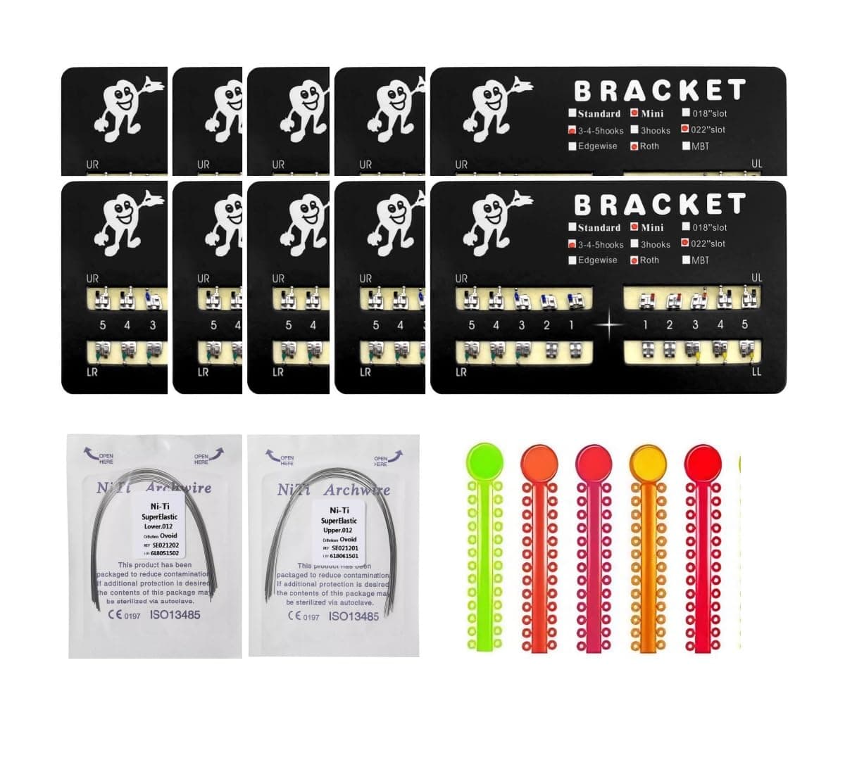 Sino Dental Group 200pcs/Pack Teeth Model Mini Roth Brackets Roth 022 Slot Bondable with Hook on 345