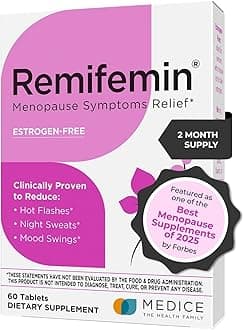 Remifemin Menopause Symptoms Relief - Clinically Proven Ingredients - Menopause Supplements - Black Cohosh - Estrogen-Free - Made in Germany - 60 Tablets