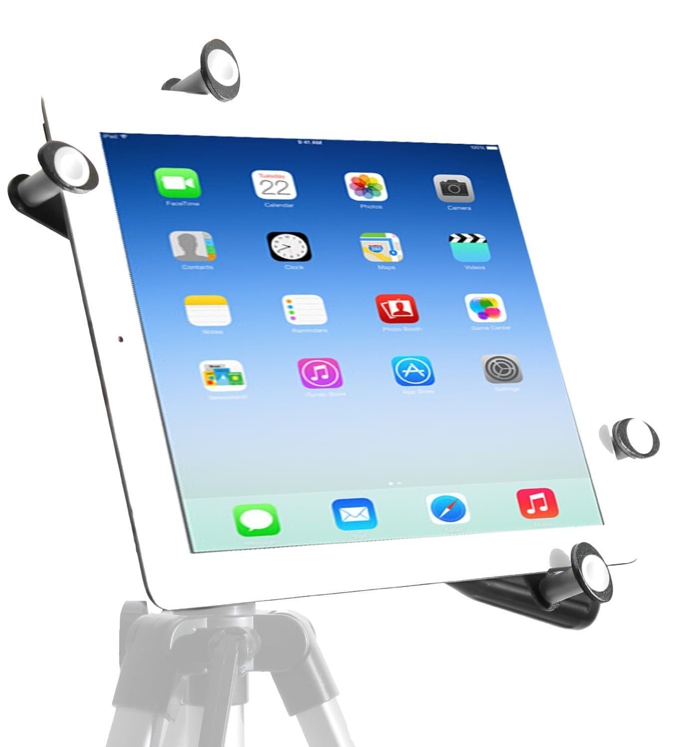iShot G7 Pro iPad Pro 12.9/11 / 9.7/10.5 All Metal Tripod Mount Adapter Holder + Free Bluetooth Compatible Camera/Video Remote - Works with Cases and with All iPad Gen. & Other 7-13" Tablets
