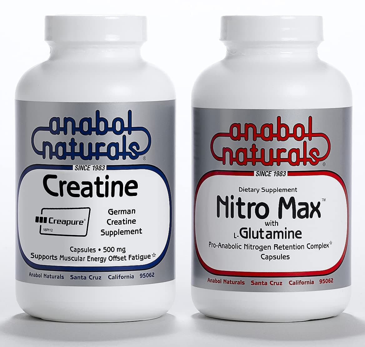 Anabol NaturalsMuscle Stack: Nitro Max-BCAA’s 120 caps, 500 mg and Creapure Creatine 120 caps, 500 mg