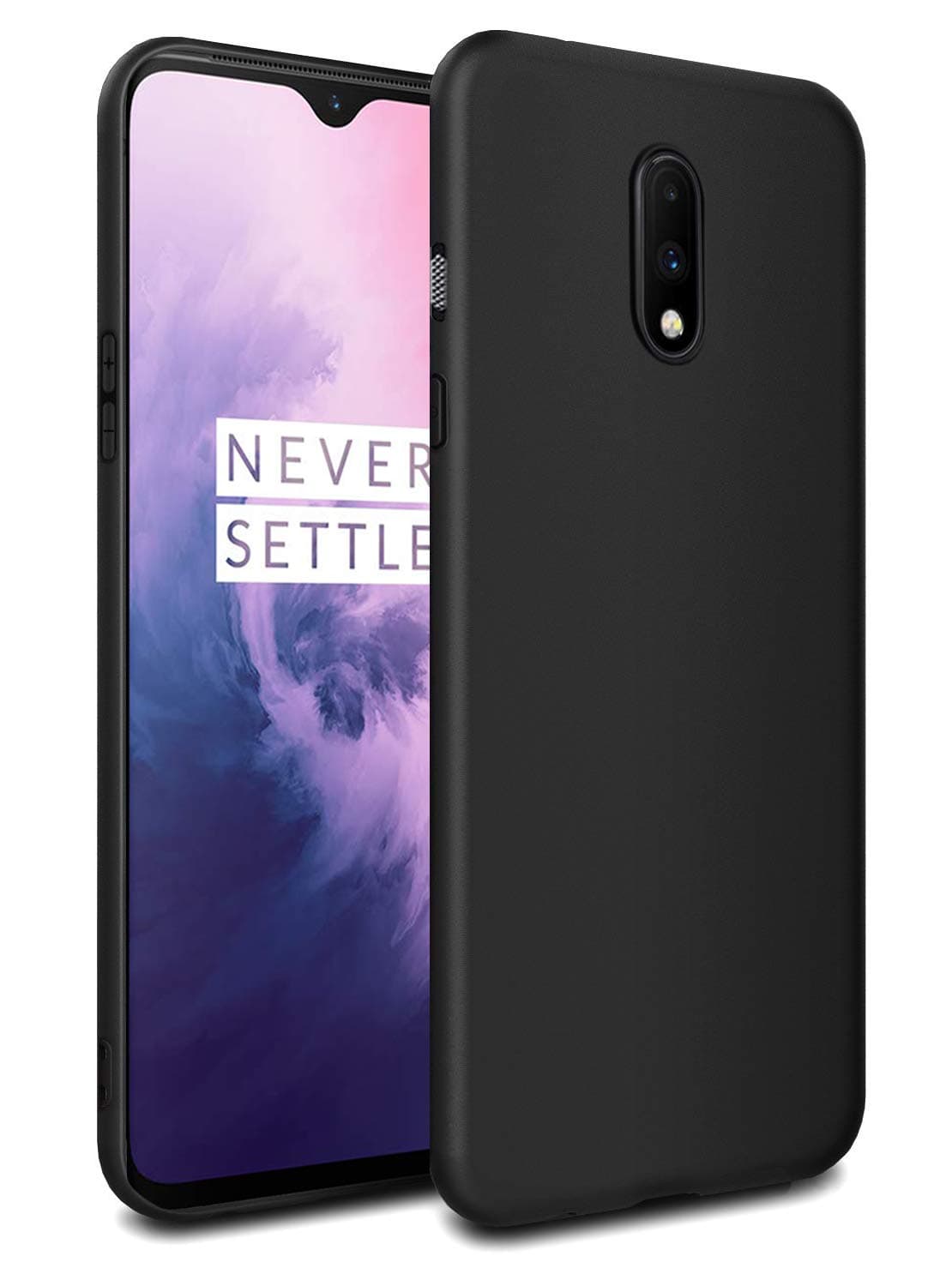 Febelo Matte Finished Soft Rubber Back Cover for One Plus 7 - Matte Black
