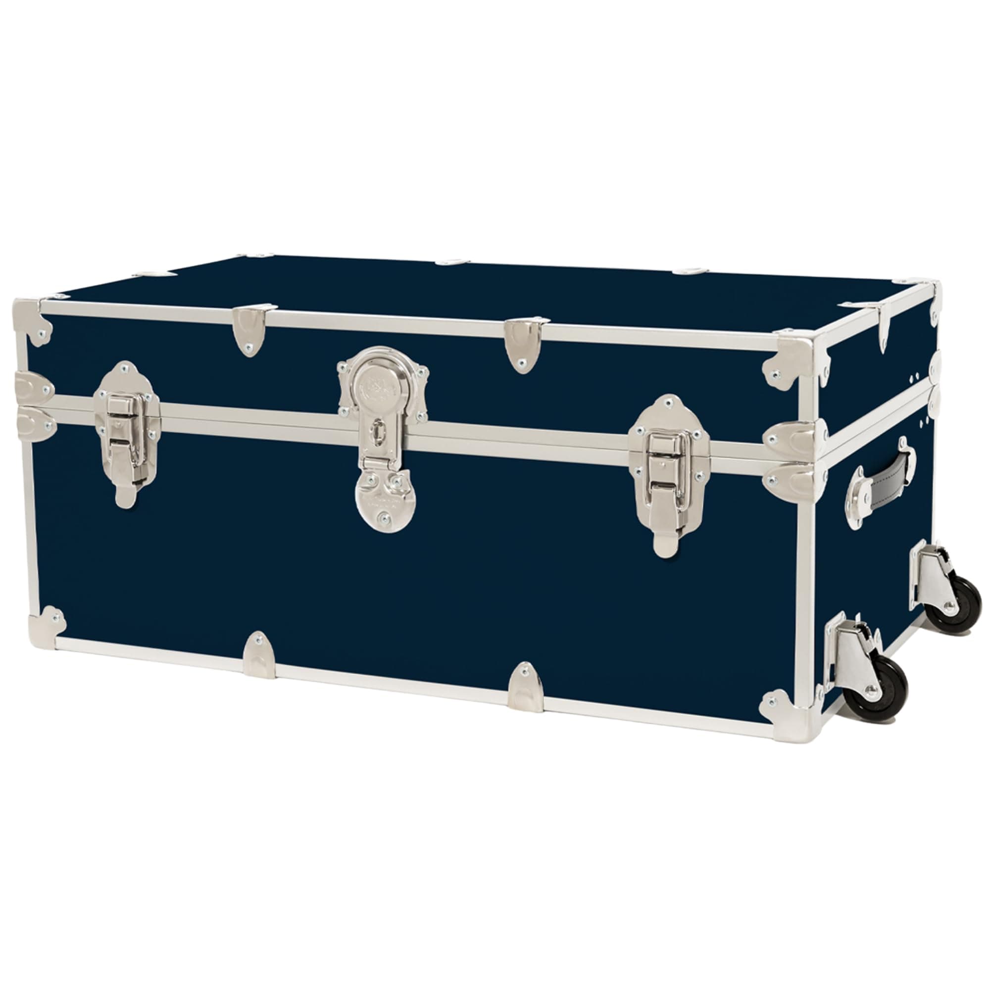 Rhino Trunk & Case Large Armor Trunk with Removable Wheels, Summer Camp, College, Storage 32"x18"x14" (Navy Blue)