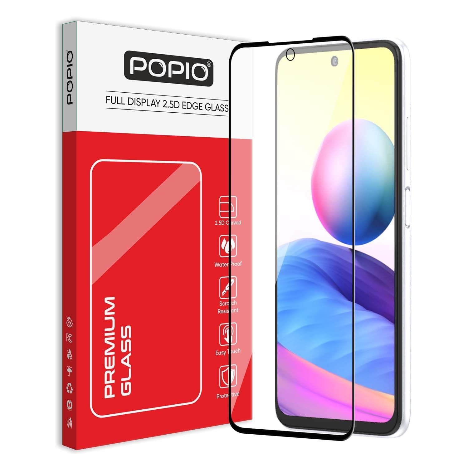 POPIO Tempered Glass For Xiaomi Redmi Note 10 Pro/Note 10 Pro Max/Poco F3/Redmi K40/Redmi K40 Pro (Black) with Edge-To-Edge Protector Coverage