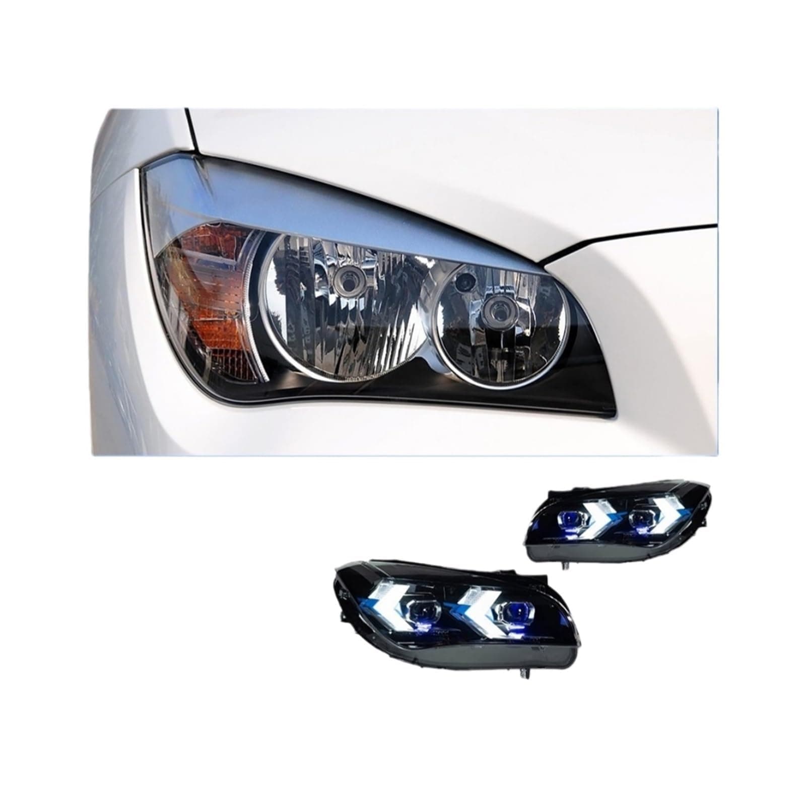 Car Model Head Lamp for BMW X1 E84 2010-2015 LED Headlight DRL Turn Signal High Beam Angel Eye Projector Lens(Halogen),Halogen