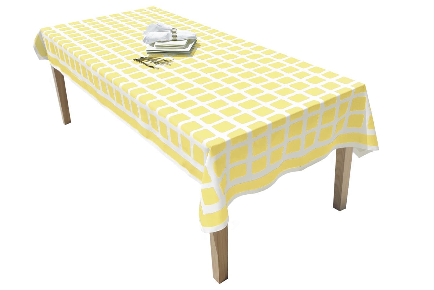 Gingham Premium Tablecloth, Easy Clean, Spill Resistant, and Washable. Made from 100% Recycled Materials. Assorted Colors and Sizes. (60" x 102" Rectangle-Lemon Zest)