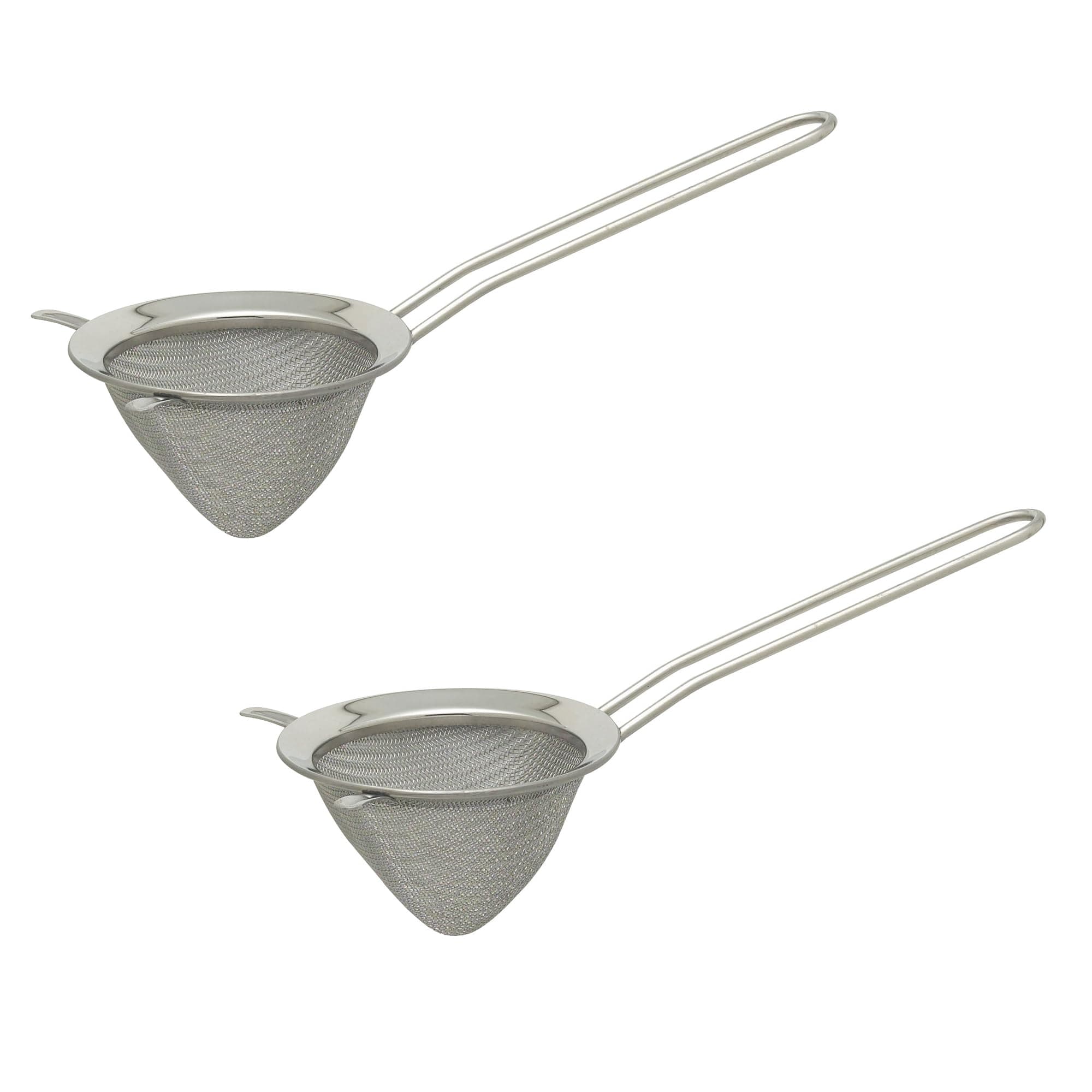 HIC Kitchen Double-Ear Conical Tea Strainer, 18/8 Stainless Steel, 3-Inch, For Straining Brewed Loose Leaf Tea And Mulled Beverages, Set of 2