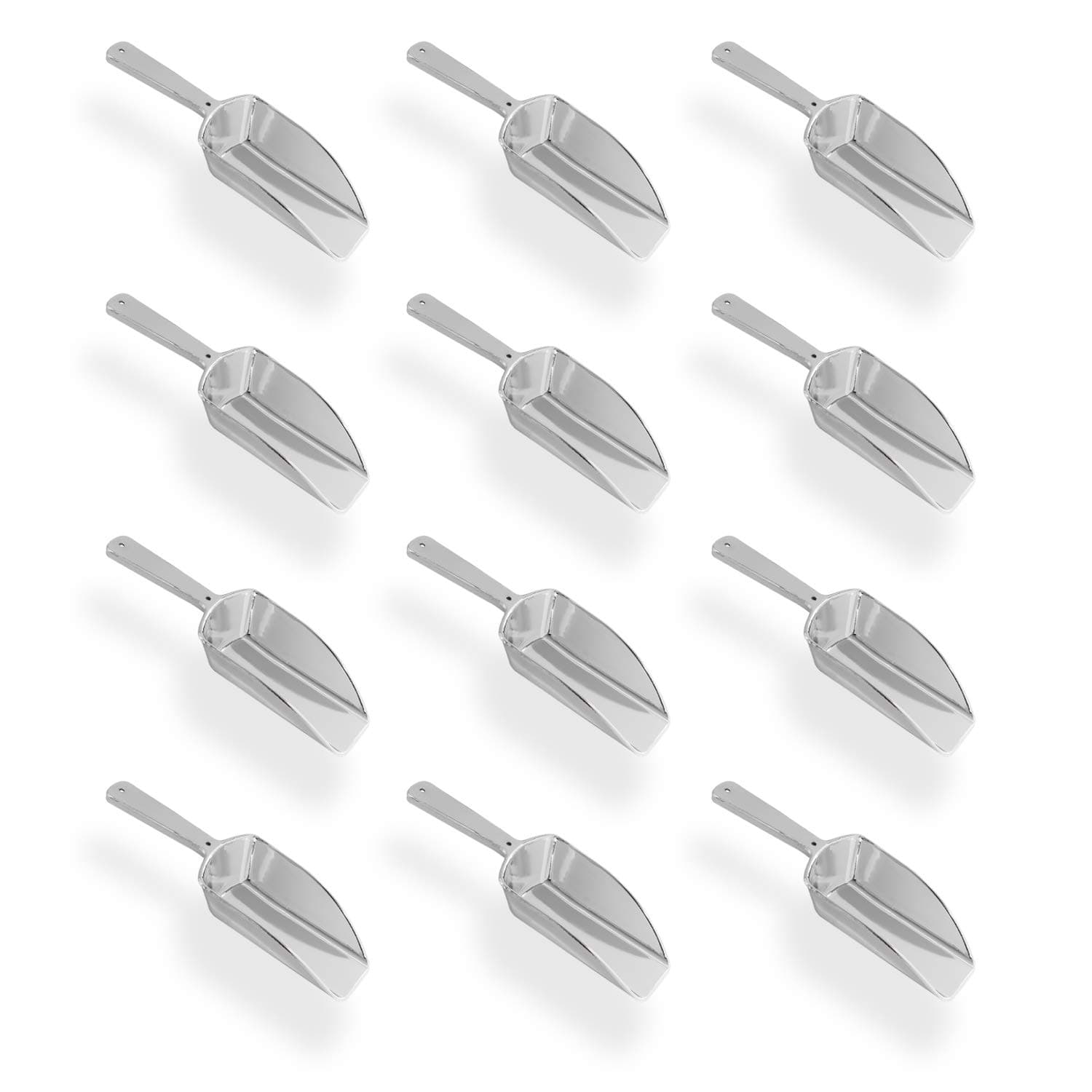 Super Z Outlet 5.5" Mini Acrylic Plastic Kitchen Scoops for Weddings, Candy Dessert Buffet, Ice Cream, Protein Powders, Coffee, Tea (Silver)