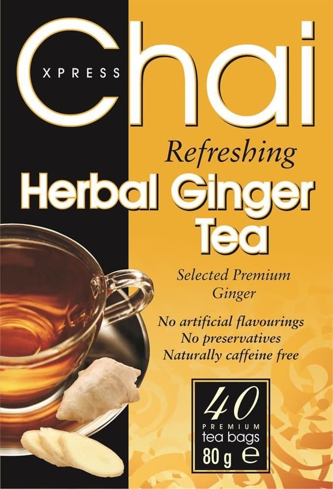 Chai Express Refreshing Herbal Ginger Tea, 40 tea bags