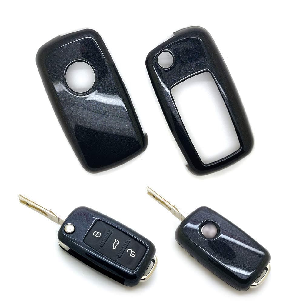 carmonmon Plastic Remote Smart Key Fob Shell Cover Case Bag Holder Cover for VW Beetle Passat Tiguan Touran Jetta MK1-MK6 Golf GTI/Rabbit/R/MK6/MK5 (Black)