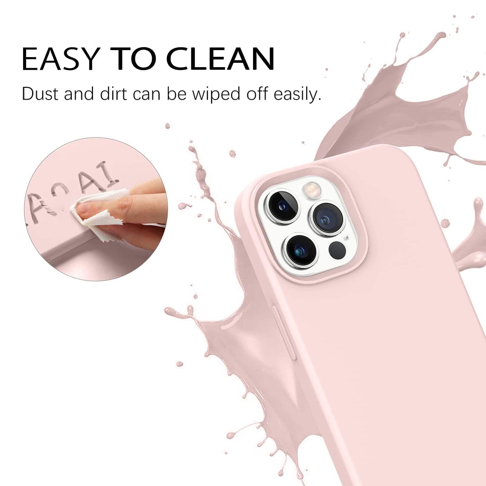 DUEDUE Silicone Case for iPhone 13 Pro Max, Ultra Slim Fit Liquid Silicone Gel Cover with Full Body Protection, Anti-Scratch Shockproof Silicone Case for iPhone 13 Pro Max 6.7", Light Pink