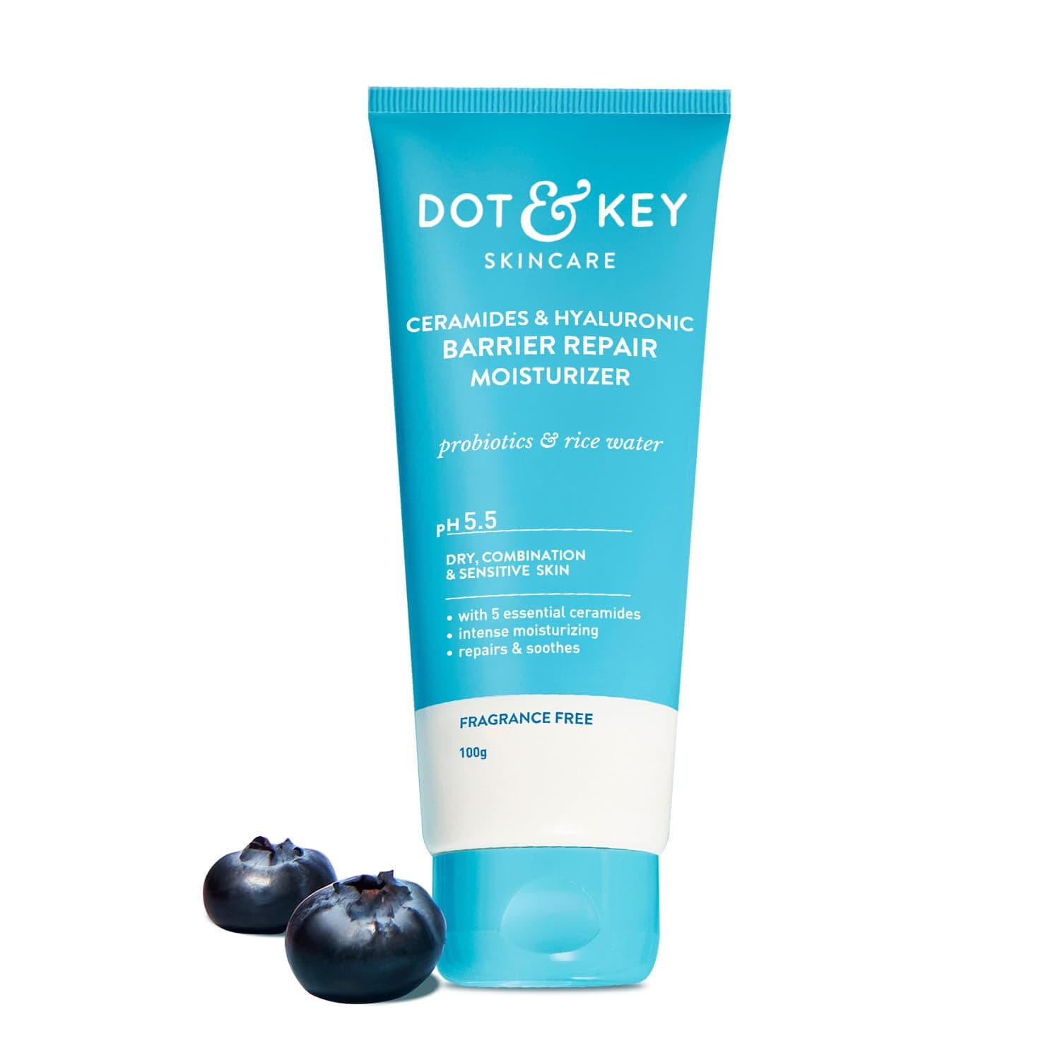 Dot & Key Barrier Repair Moisturizer For Normal, Dry, Combination & Sensitive Skin | 120 Hrs Moisturization, With 5 Ceramides & Hyaluronic | Repairs Damaged Skin Barrier, Non-Comedogenic | 100g