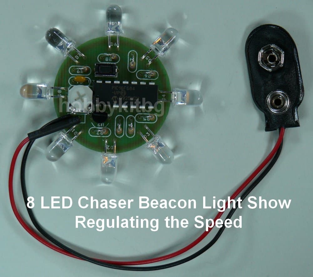 HOBBYKIT 8 LED Chaser Beacon PIC Microcontroller Light Show - Multicolor