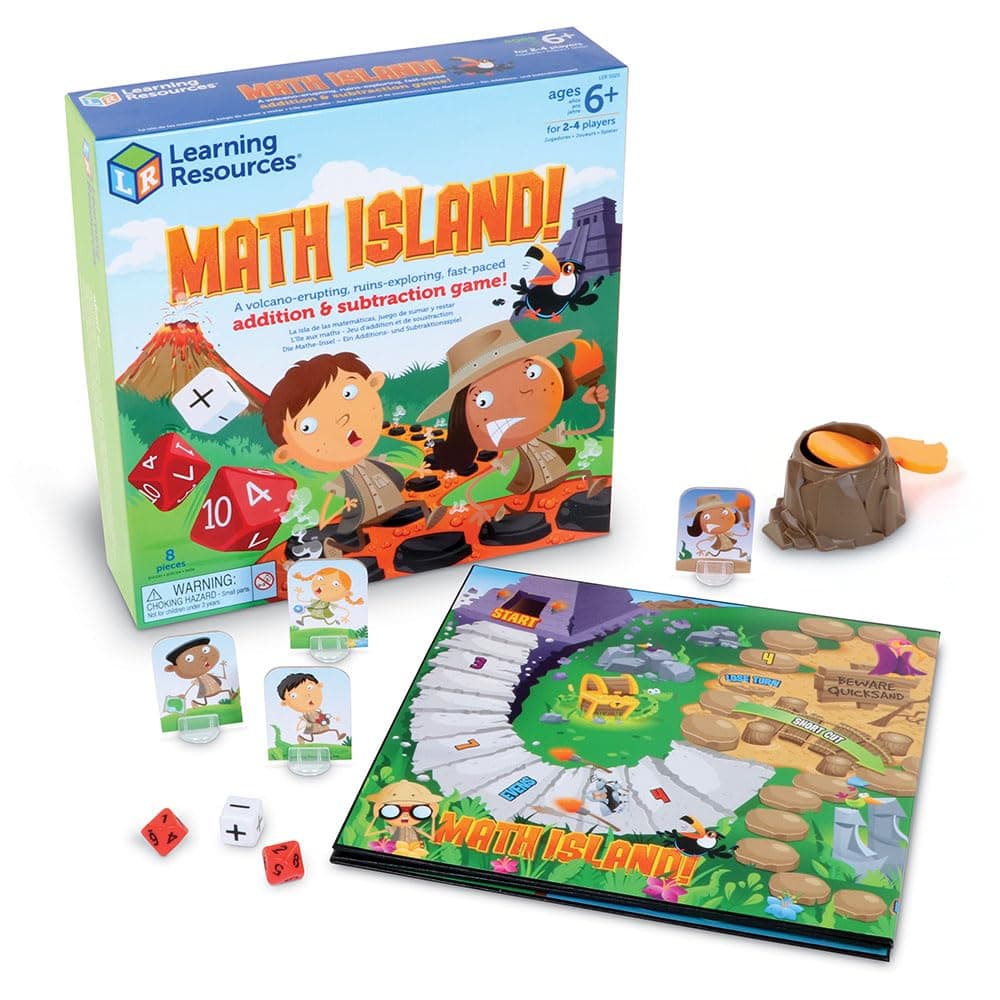 Learning Resources Math Island Addition & Subtraction Game, Educational Games, Elementary Math, Teaching Toys, Childrens Math Games, Educational Indoor Games, 8 Pieces, Age 6+