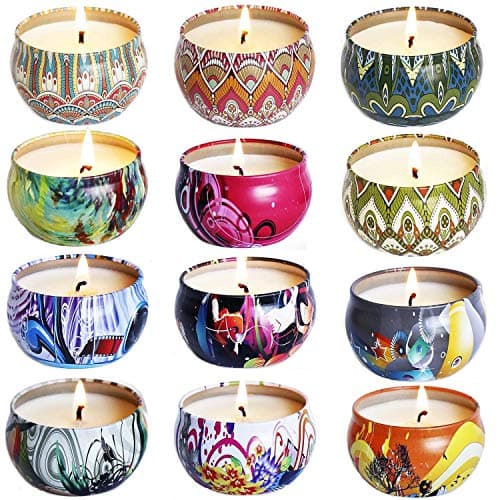 Relax Deep Sleep Scented Candles, Lemon, Fig, Lavender, Spring Fresh,Rose ，Jasmine，Vanilla，Bergamot,Strawberry, Peppermint, Rosemary, Gardenia,Natural Soy Wax Portable Travel Tin Fragrance,-12 Pack