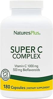 Super C Complex - 180 Capsules - 1000mg Vitamin C + 500mg Bioflavonoids - Vegan, Gluten Free - 90 Servings