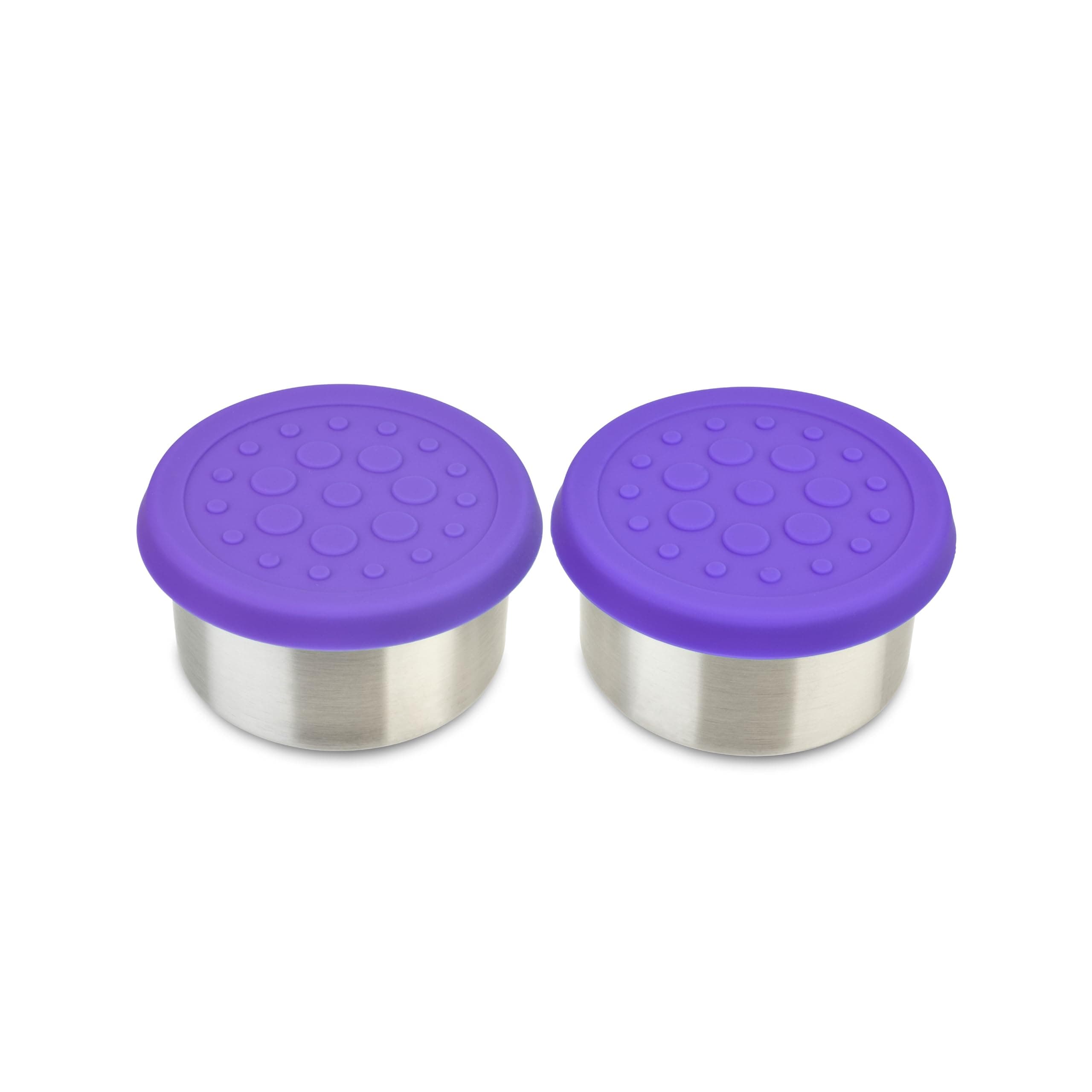 - LunchBots 4.5 oz Stainless Steel Dressing Container for Condiments, Dips, Snacks, Dipping Sauce Cups with Silicone Lid, Fits in Lunch Bags and Bento Boxes - Set of 2 (Purple)