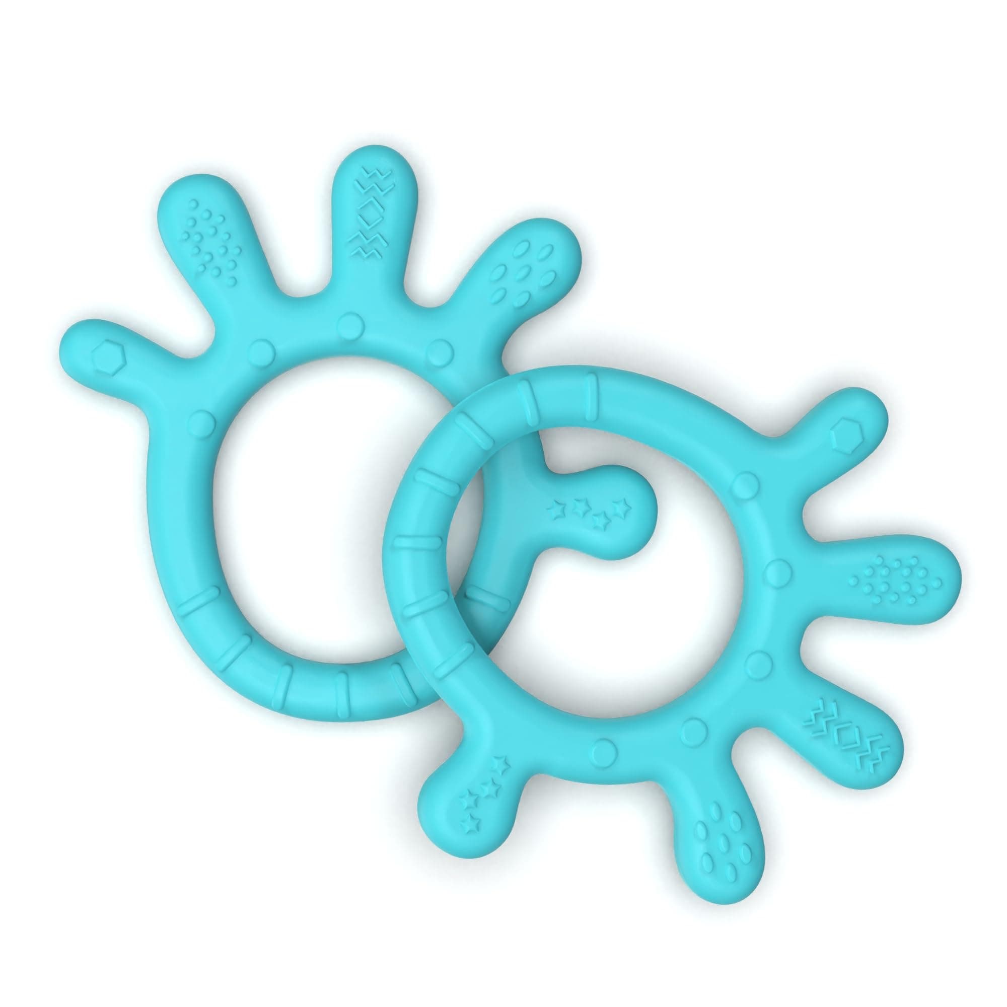 Cherilo Palm Shape Finger Teether for 3 to 12 Months Baby, Teething Toy Pacifier with Chewable, Raised & Textured Surface for Soothing Sore Gums, Easy Grip, BPA Free, Sea Blue Colour (Pack of 2)