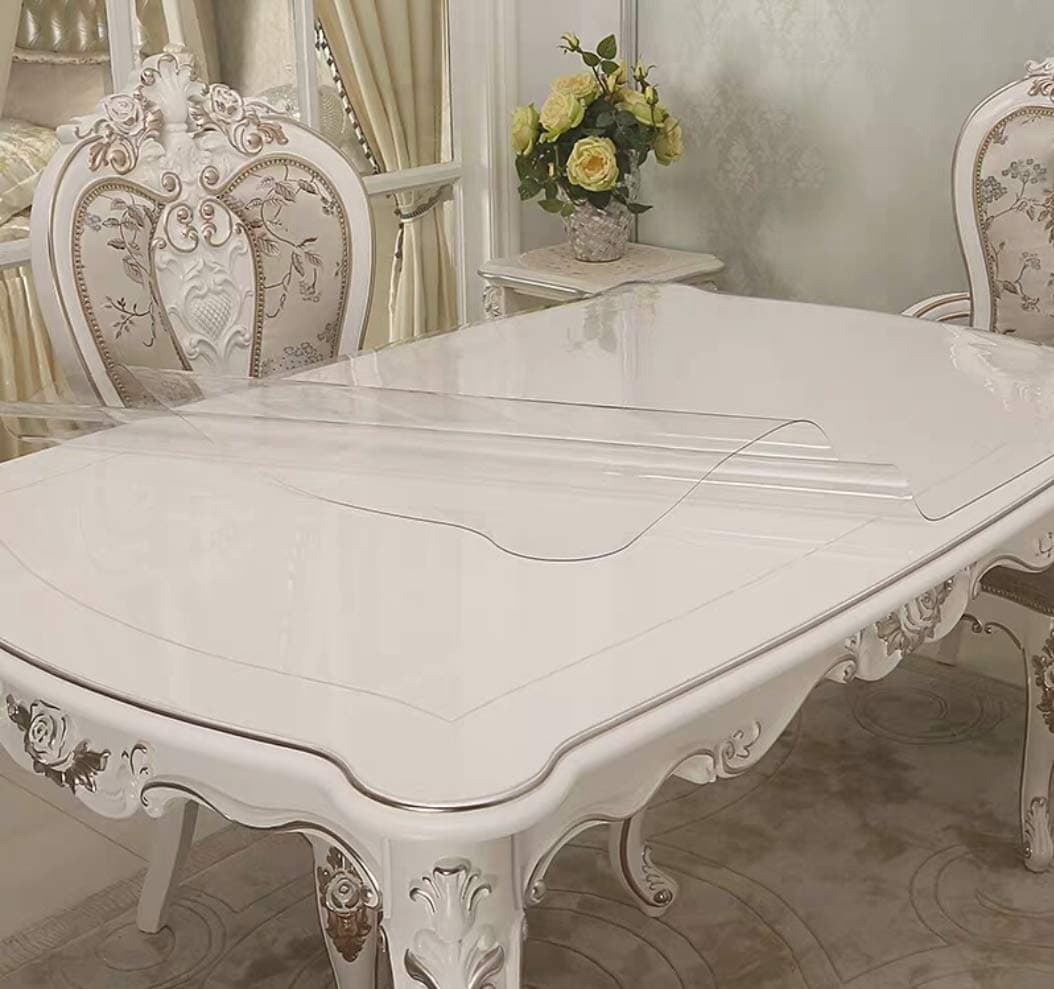 Clear Table Cover Protector 1.5mm Thick PVC Soft Glass Transparent Dining Table Pad Waterproof Wipeable Vinyl Tablecloth PVC, 23"x35"