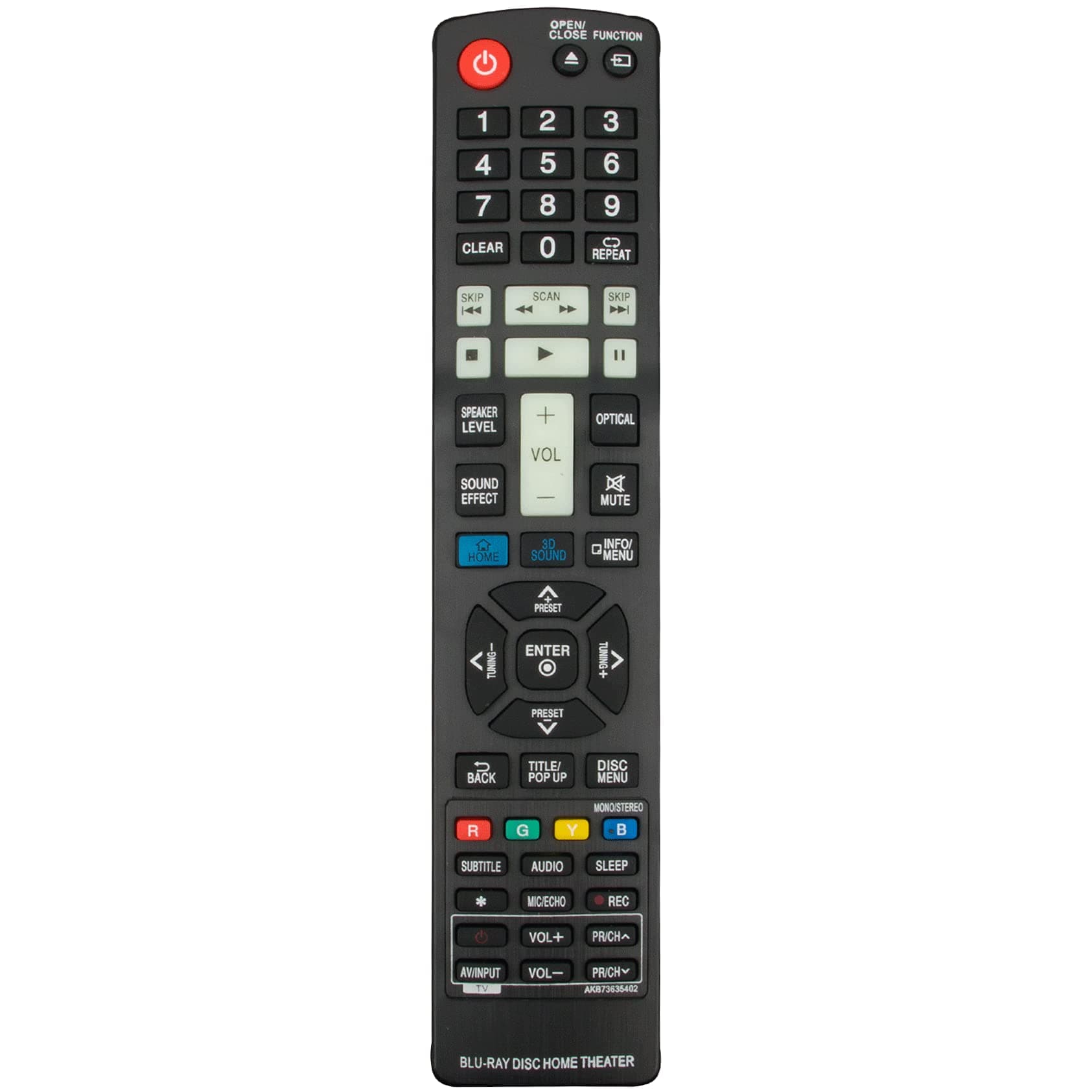 AKB73635402 Replace Remote Control fit for LG Home Theater System BH9320H BH7220BW BH7520TW BH9520TW BB5520A S92H1-S S92T1-C S92T1-W S72B1-F S72B1-S S72B1-C S72B1-W S72T1-S S72T1-W S92T1-S SHX56-D