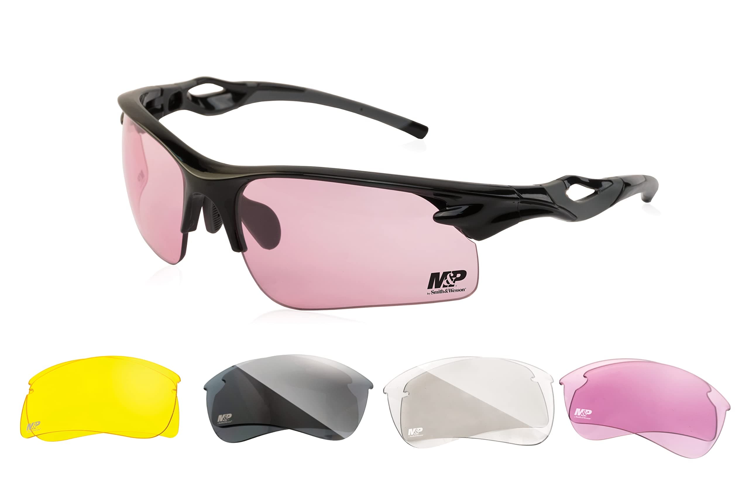 M&P Harrier Half Frame Interchangeable Shooting Glasses with Impact Resistance & Anti-Fog Lenses, Black, 1Size