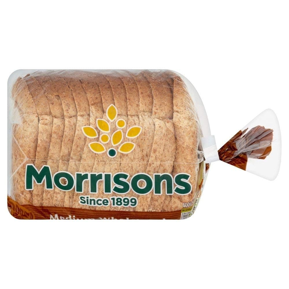 MORRISONS MEDIUM WHOLEMEAL LOAF 400G
