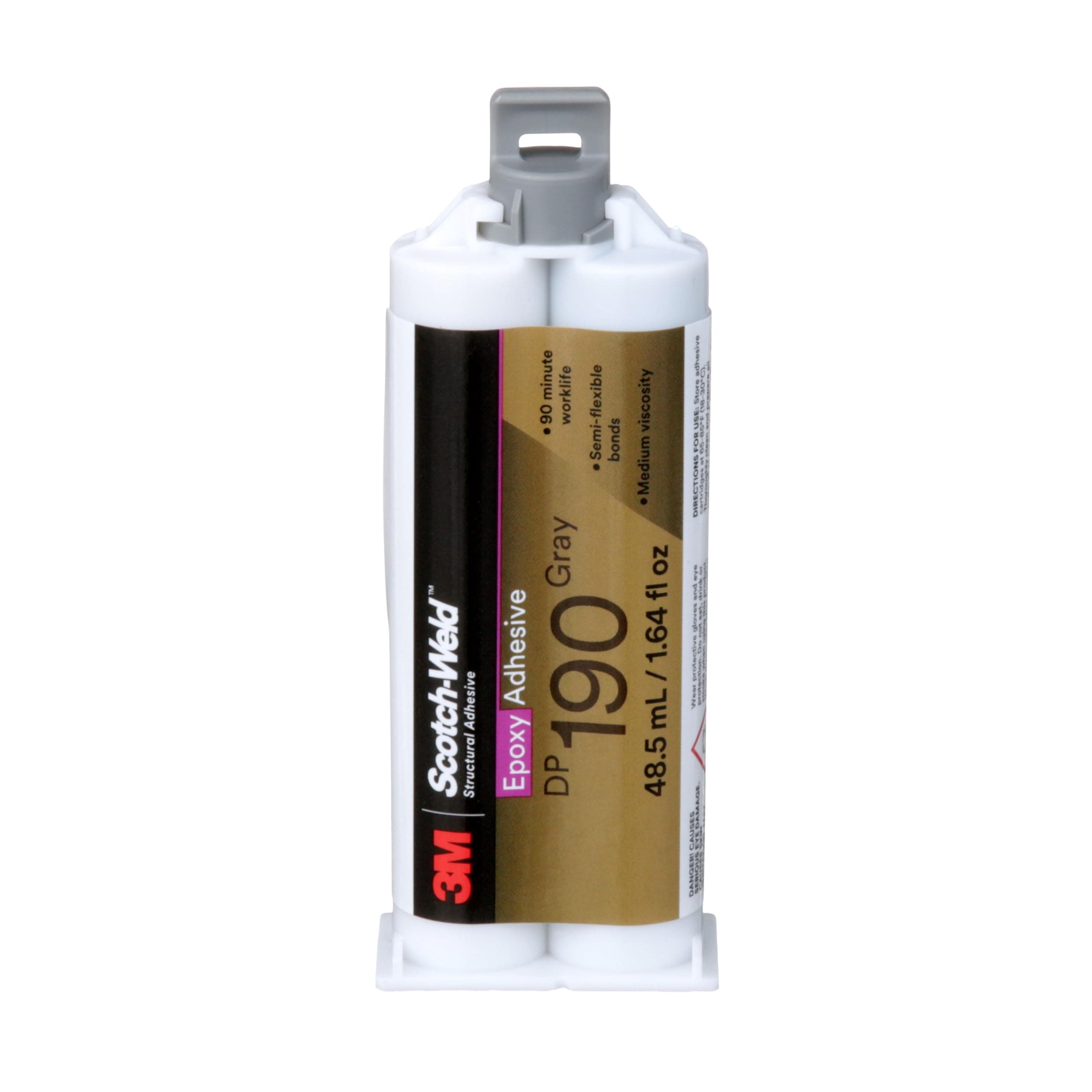 Scotch-Weld Epoxy Adhesive DP190, Gray, 48.5 mL Duo-Pak, 1 Each, Provides Tough, Strong Bonds Through High Shear and Peel Strength