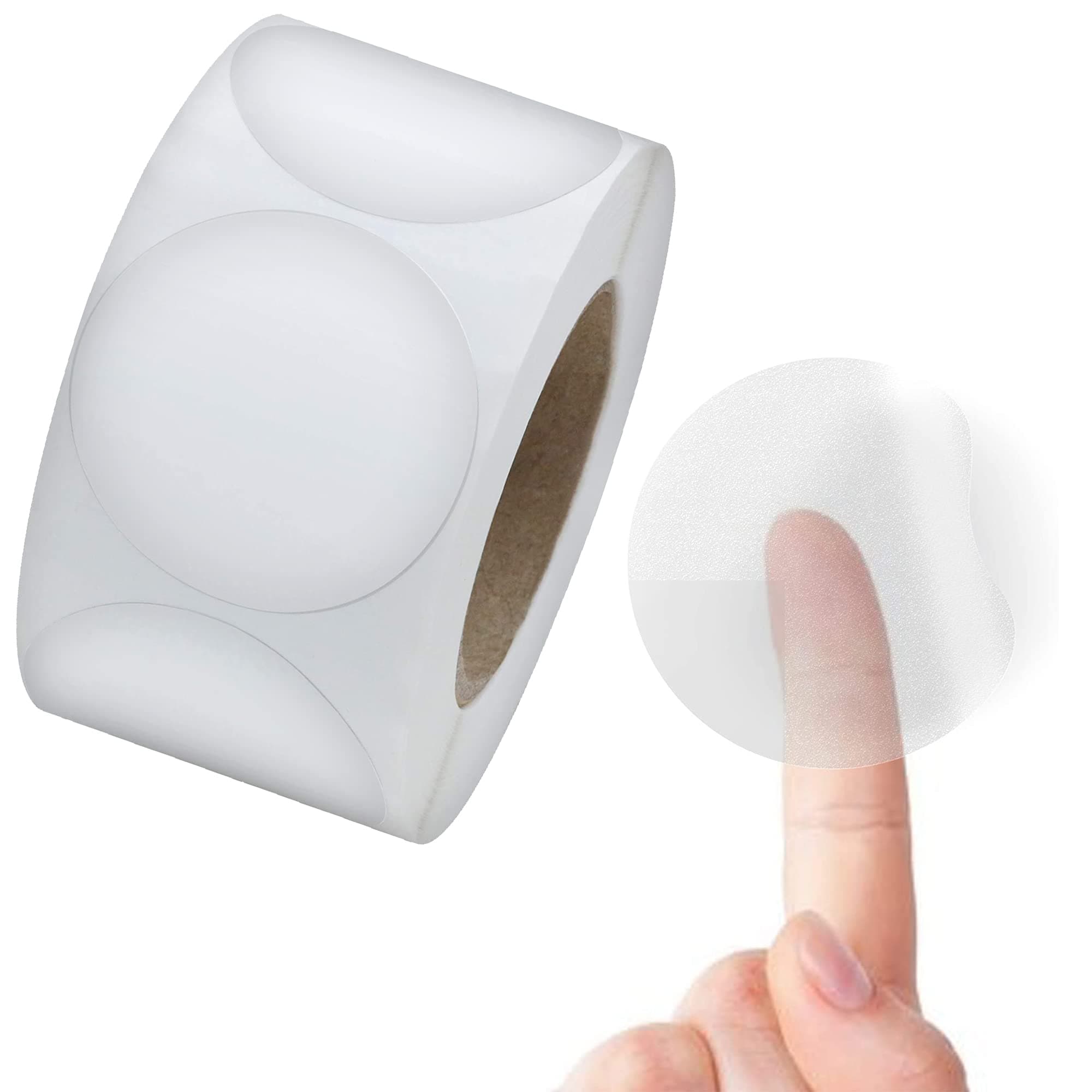 Performore Crystal Clear Transparent 2" Round Stickers, Envelope Tab Sealer and Retail Package Round Clear Seal Labels Self Adhesive, 1000 Stickers Per Roll