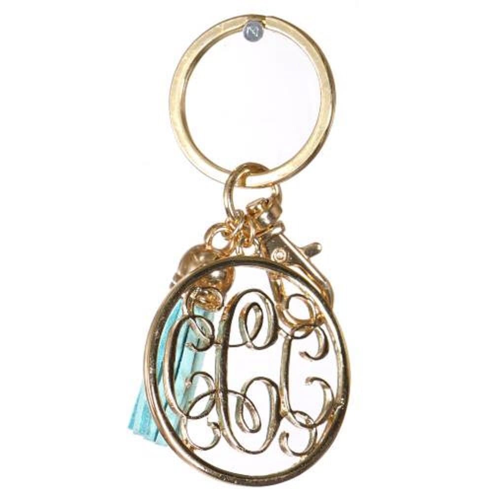 Initial Jewelry Personalized Monogrammed Alphabet Initial Letter Keychain, Key Ring, Bag Charm w/ Tassel (C-Gold)