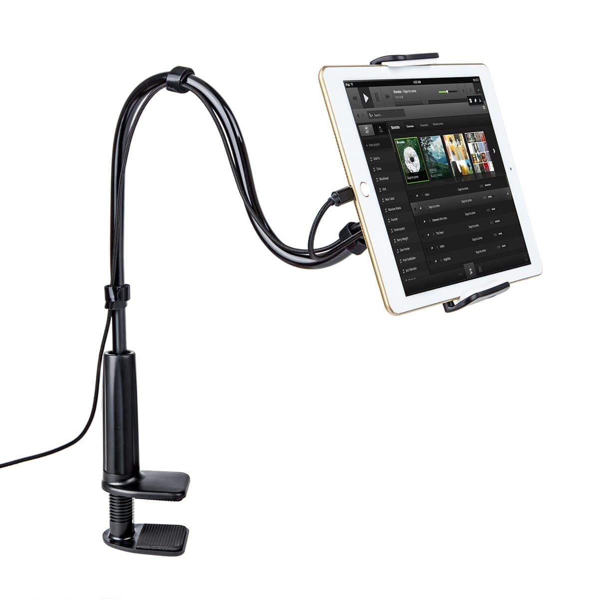 YOUHTECH iPad Tablet Mount Holder Clamp Stand. Compatible iPad iPhone Series/Nintendo Switch/Samsung Galaxy Tabs/Amazon Kindle Fire HD and More, 30in Overall Length