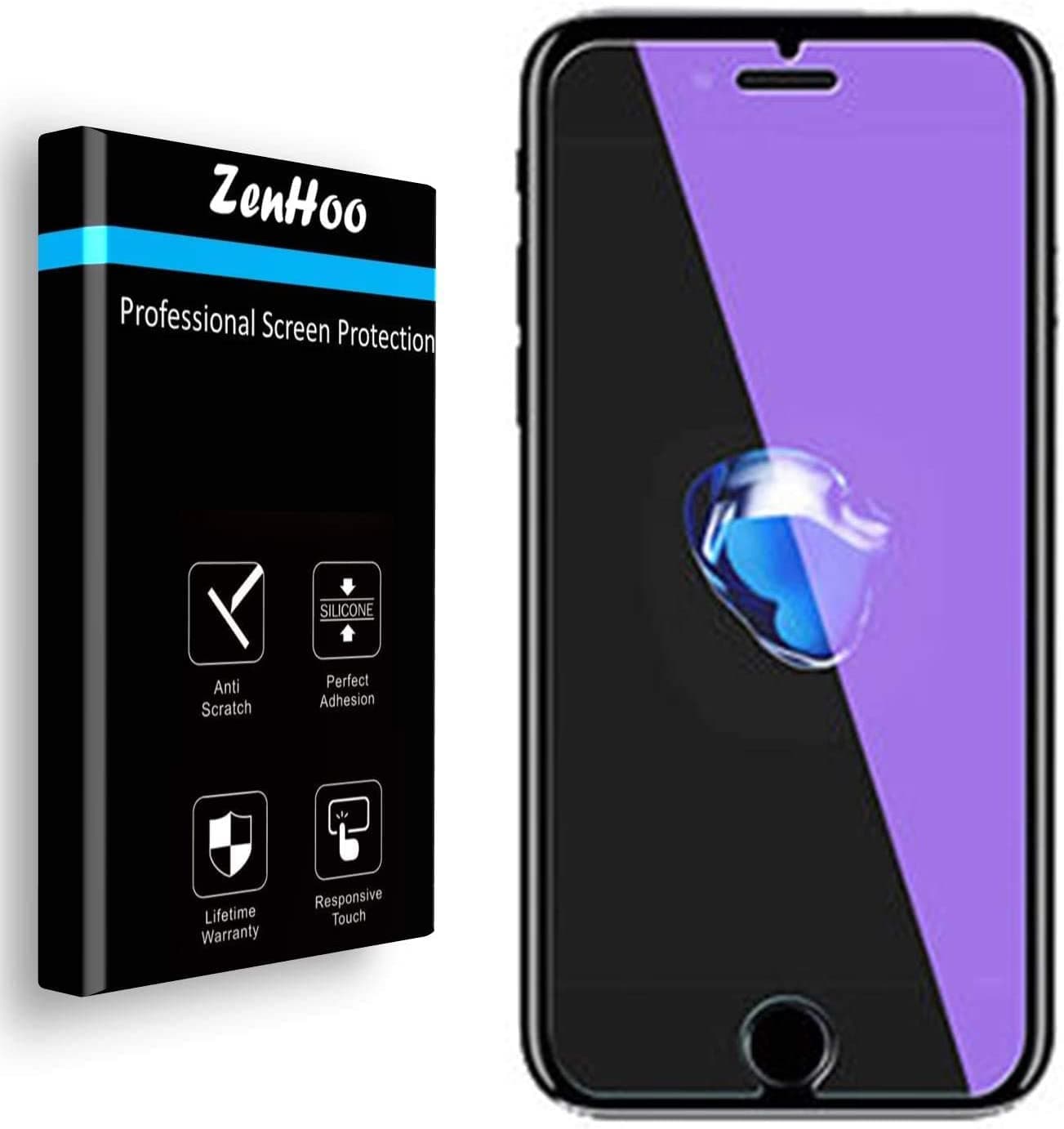 For iPhone SE 3 (2022), SE 2 (2020), iPhone 8, iPhone 7, Anti Blue Light [Eye Protection] Tempered Glass Screen Protector