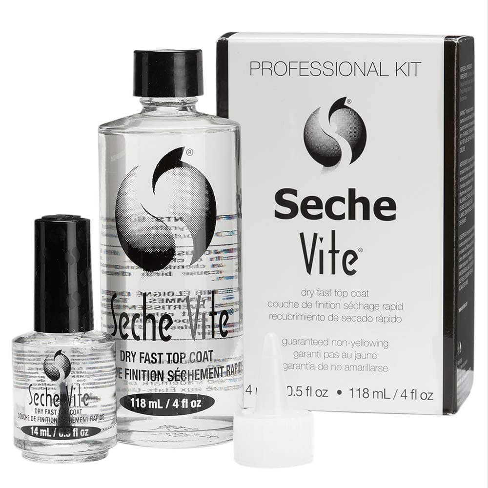 Seche Vite Professional Refill Kit, High-Gloss Clear Top Coat for Natural Nails, Artificial Gels Fiberglass Acrylic Extensions, Quick-Dry Long-Lasting Shine, 1 Kit