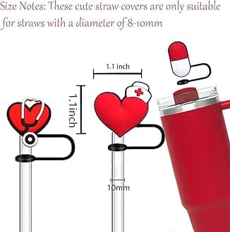 12Pcs Nurse Straw Cover Cap for Stanley Cup, 10mm Silicone Cup Accesories for Stanley Tumbler 30 & 40oz