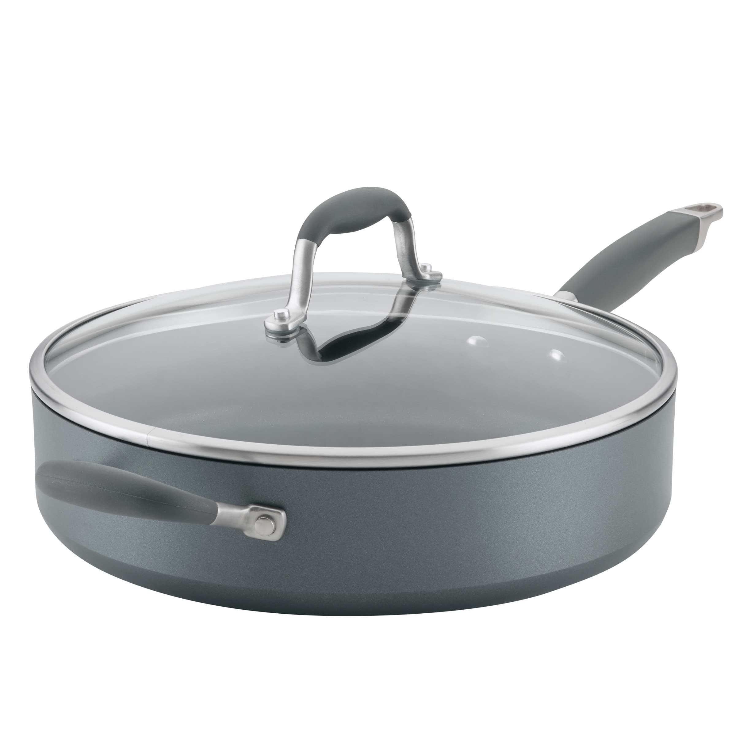 Advanced Home Hard Anodized Nonstick Sauté Pan with Helper Handle and Lid, 5 Quart - Moonstone