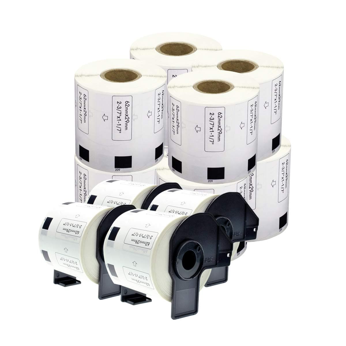 enKo - Compatible for Brother DK1209 1-1/7" x 2-3/7” Labels [12 Rolls / 9600 Labels with 4 Cartridge Frame]
