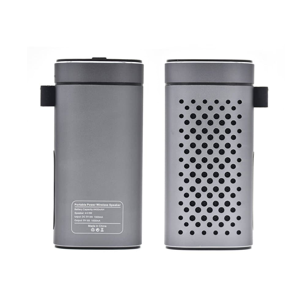 Raking® X9 Multifunction Stereo Portable Wireless Bluetooth Speakers with Additional 4400 mAh Emergency Power Bank Function and Splashproof Shockproof Dustproof 18 Hour Playtime for Outdoors/Shower (Gray)