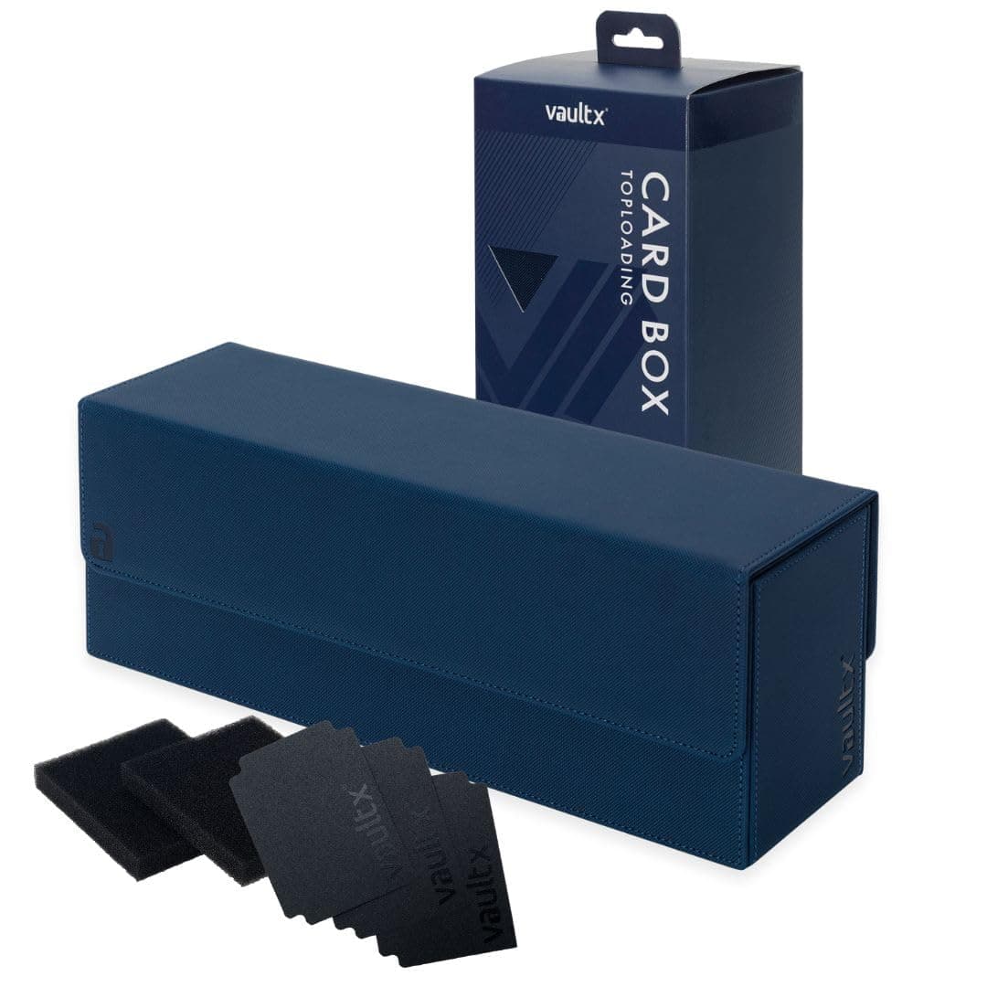 Vault X Trading Card Storage Box, Premium Exo-Tec Material, Detachable Magnetic Lid, Dividers & Foam Fillers, Organise Deck Boxes, Toploaders, Sleeved Cards, for Collectible Games, Sports, TCG (Blue)