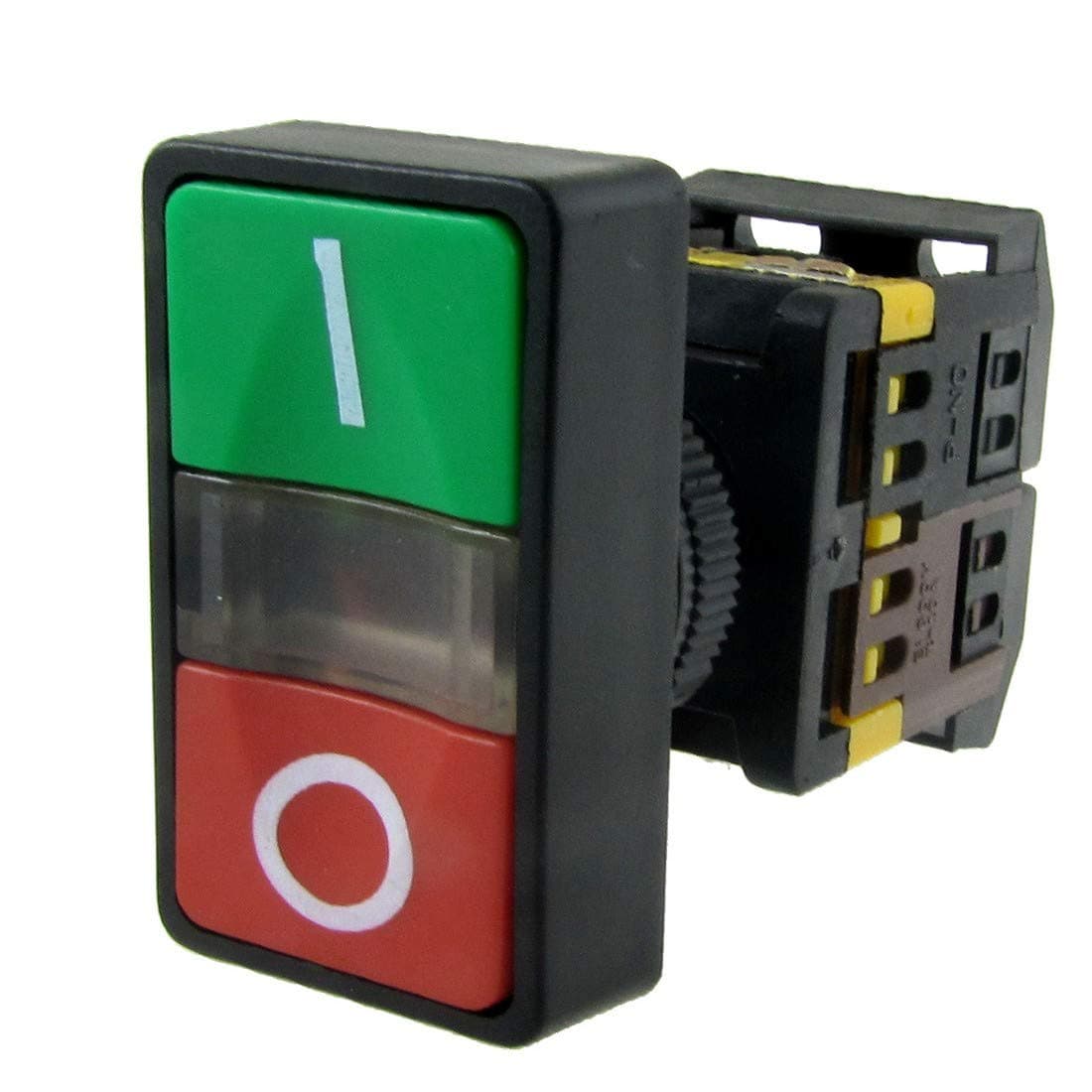 AC 220V Yellow Light ON-Off Start Stop Momentary Push Button Switch 1 NO 1 NC(AC 220V Gelb Licht EIN-AUS Start Stop Momentary Push Button Switch 1 NO 1 NC