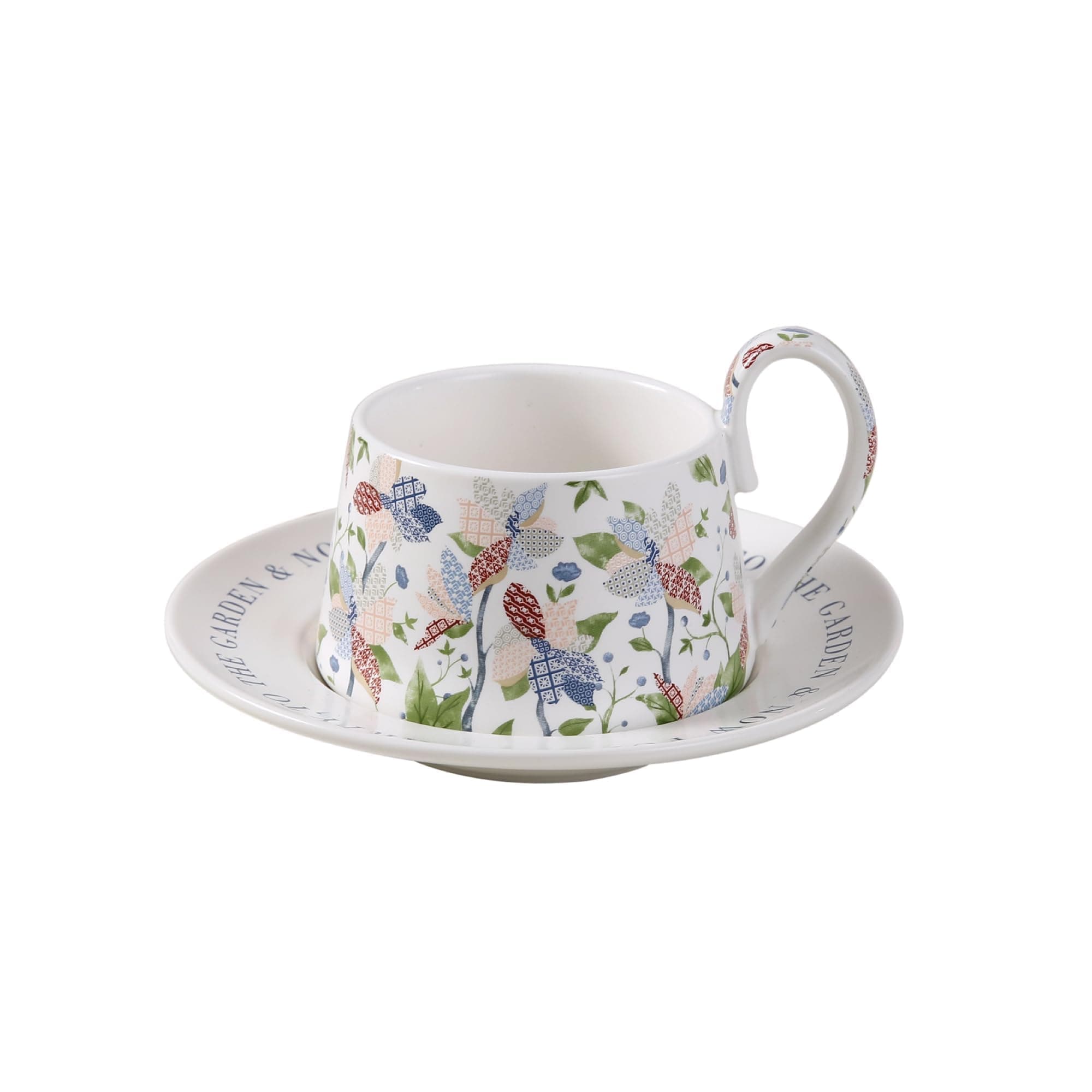 Large Stoneware Coffee Mug Set, 10oz Ceramic Cappuccino Cup with Handle & Plate, Scandinavian Minimalist Design, Premium Glazed Porcelain for Latte, Espresso, Tea & Mocha (White)