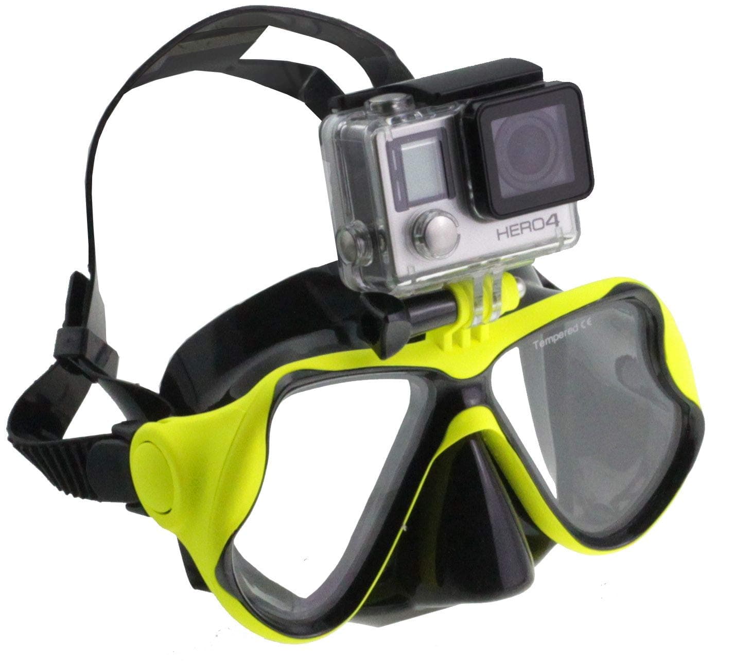 Navitech Lime Green Dive Scuba Diving Mask With Mount Compatible With The ODRVM Action Cam |OLFI 4K HDRO-SKY 4-in-1 Action Cam | Panasonic HX-AH100/HX-A100Pi Solo