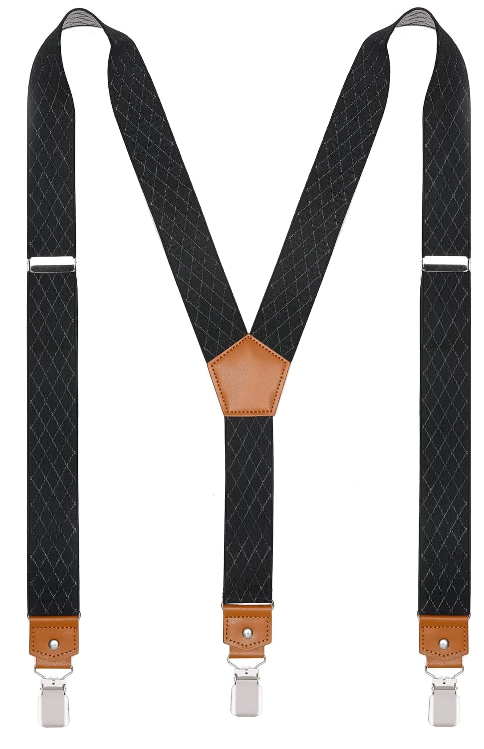 Suspenders for Men Y Back Adjustable Elastic with Strong Clips 47 Inches