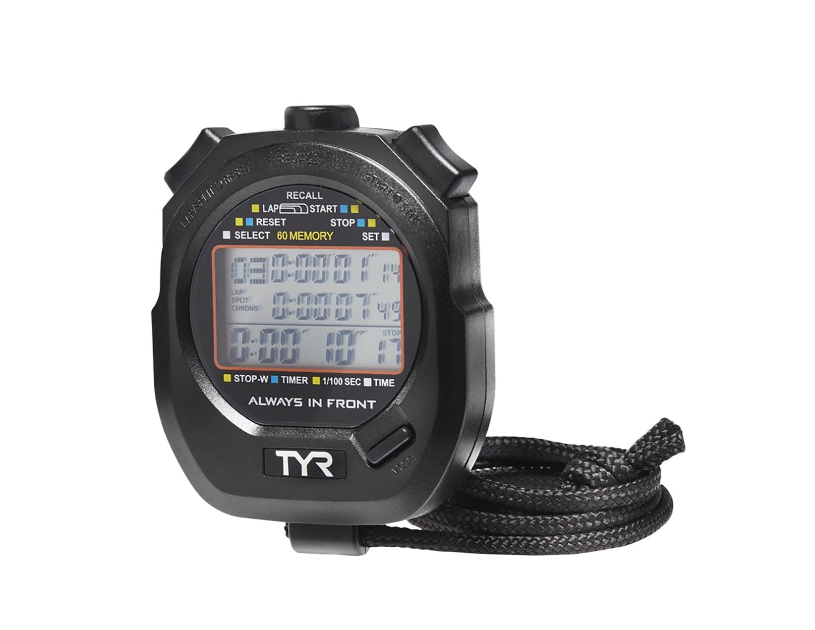 TYR Z200 Stopwatch – Professional Digital Timer with Split Memory, Water-Resistant, Ergonomic Design for Swim, Track & Field, and Sports Training