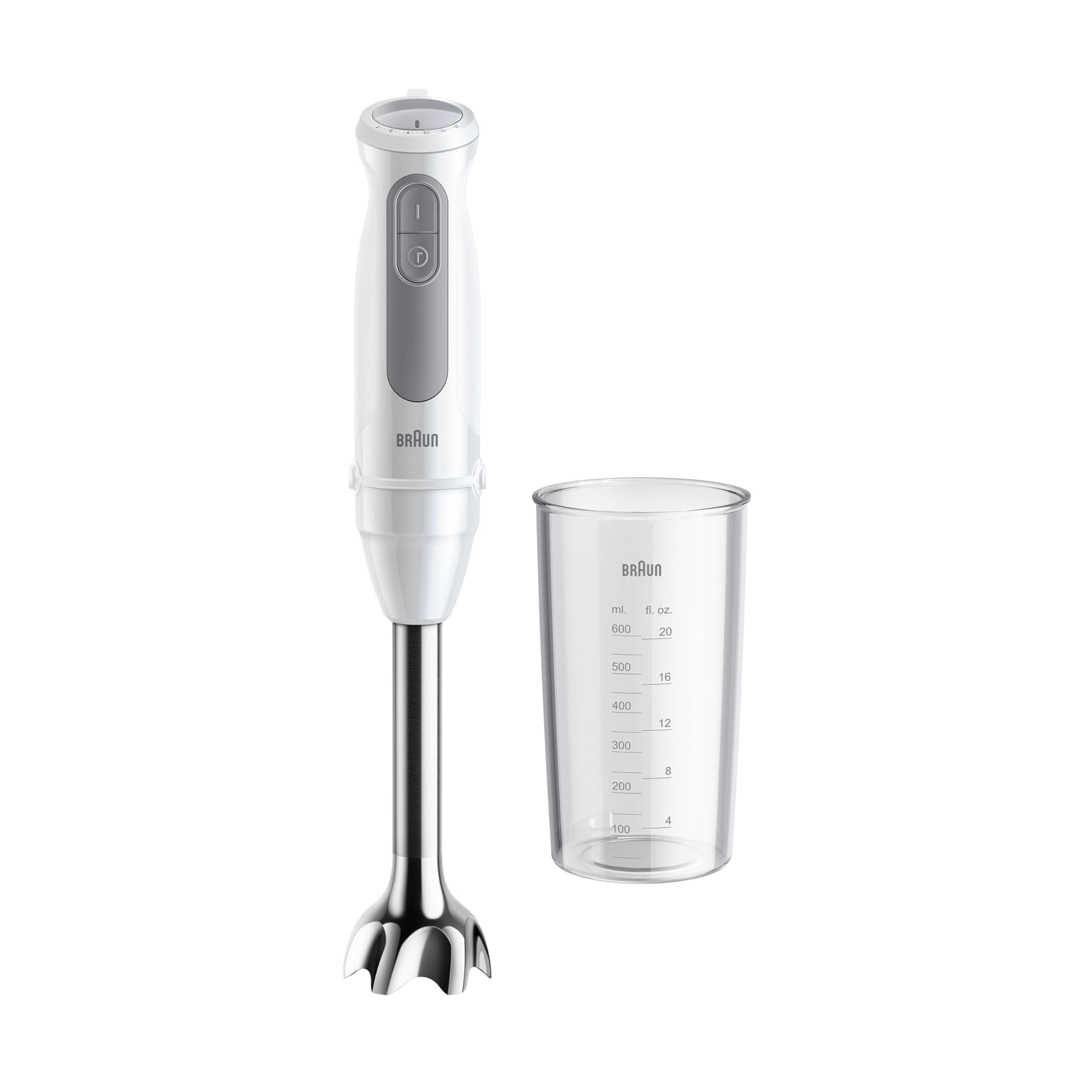 Braun MultiQuick 5 Hand Blender, 1000 Watts, PowerBell VPlus & SplashControl Technology, One-Hand 21 Speeds Wheel +Turbo, Ergonomic Grip Handle - MQ 50001 M
