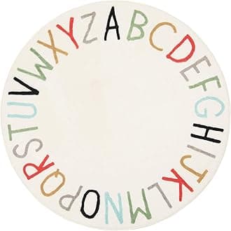Topotdor Rainbow Round Kids Play Rug Alphabet Nursery Area Rug Extra Large Soft Crawling Play Mat for Children Toddlers Bedroom (40 inch, Multi Color)