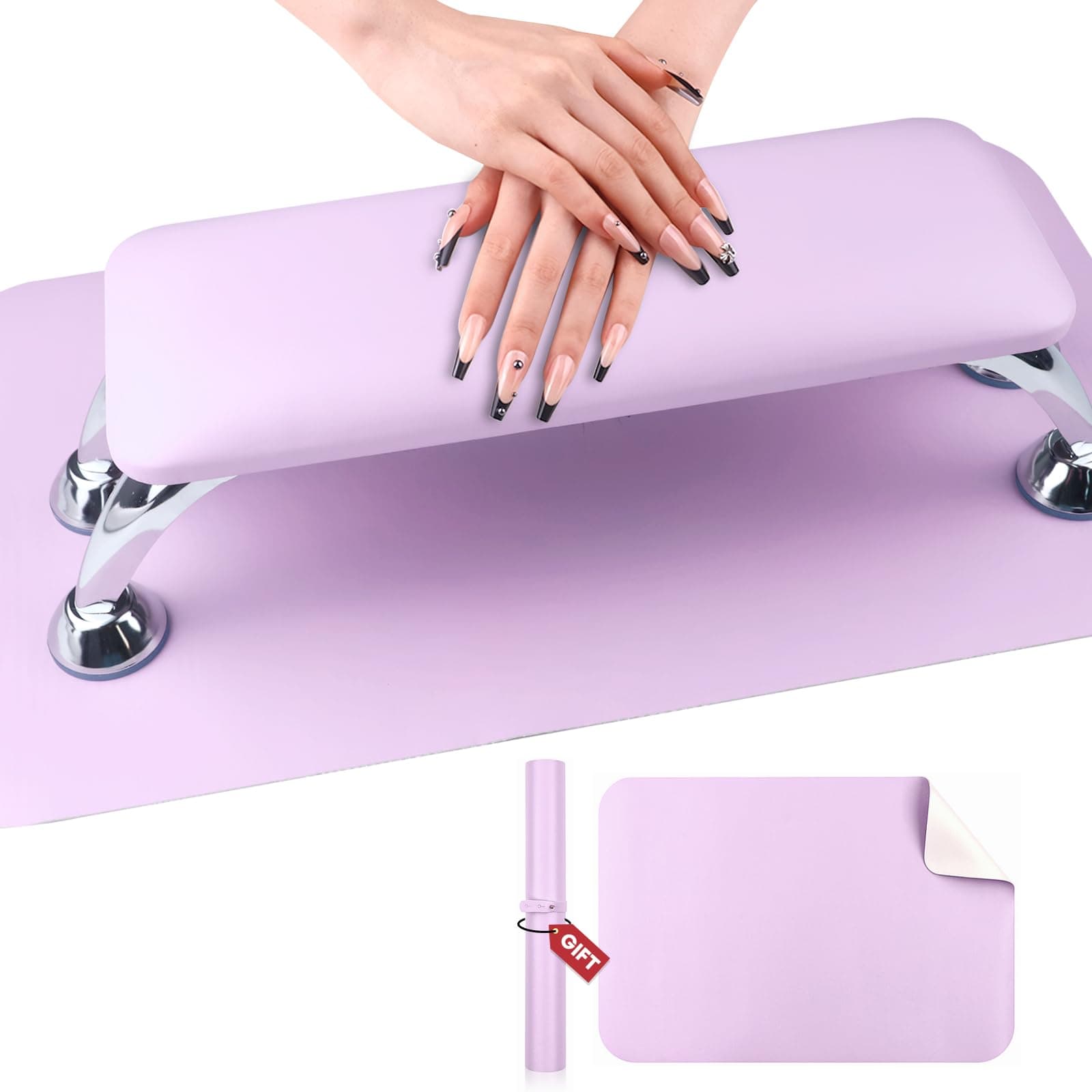 SAVILAND Arm Rest for Nails Tech Professional: 15.7*5.9*5.5 Inches Hand Rest for Nails Tech Purple Super-Comfort Big Nail Arm Restwith Microfiber Leather Mat Hand Pillow Cushion Nail Salon Manicure